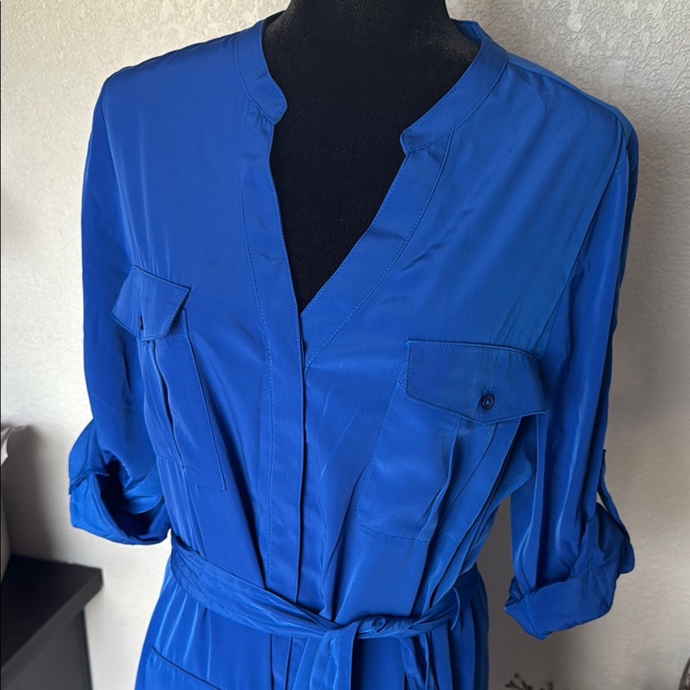 Express Vibrant Blue cuffed sleeve Dress - Picture 3 of 9